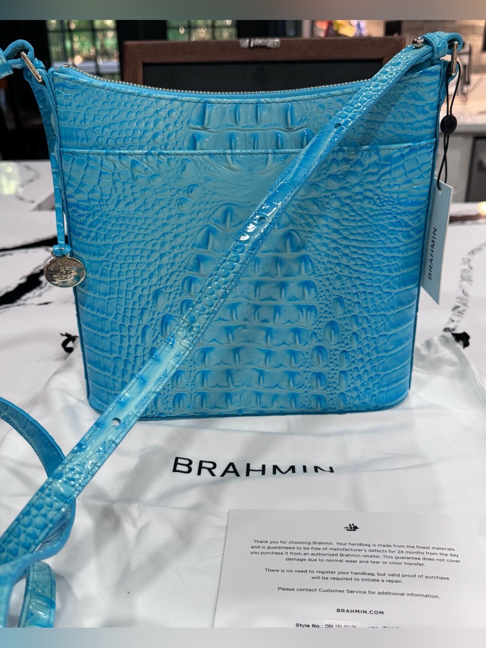 NWT ✅ Brahmin Katie Tropic Blue Crossbody Bag Gorgeous! - Picture 8 of 15